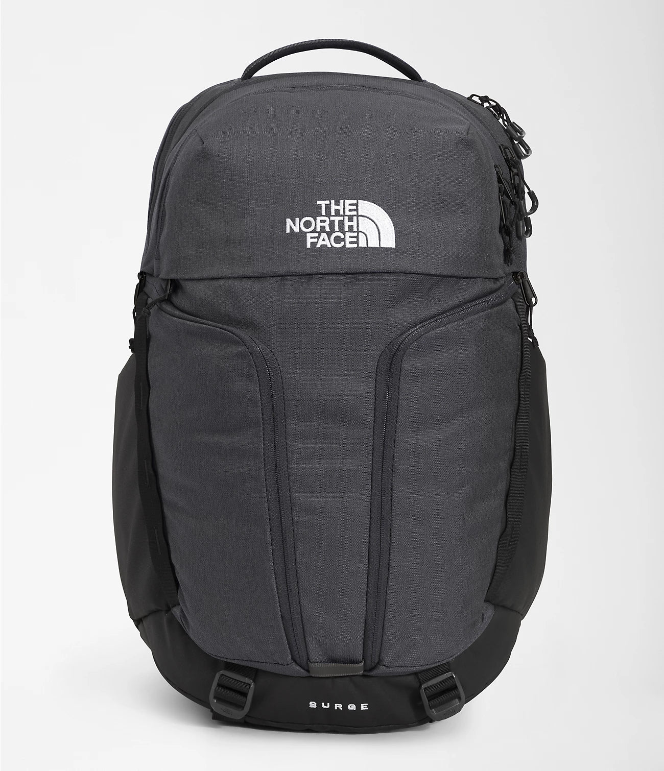 north face backpack bulky The North Face Surge Backpack, Asphalt Grey Light Heather / TNF Black