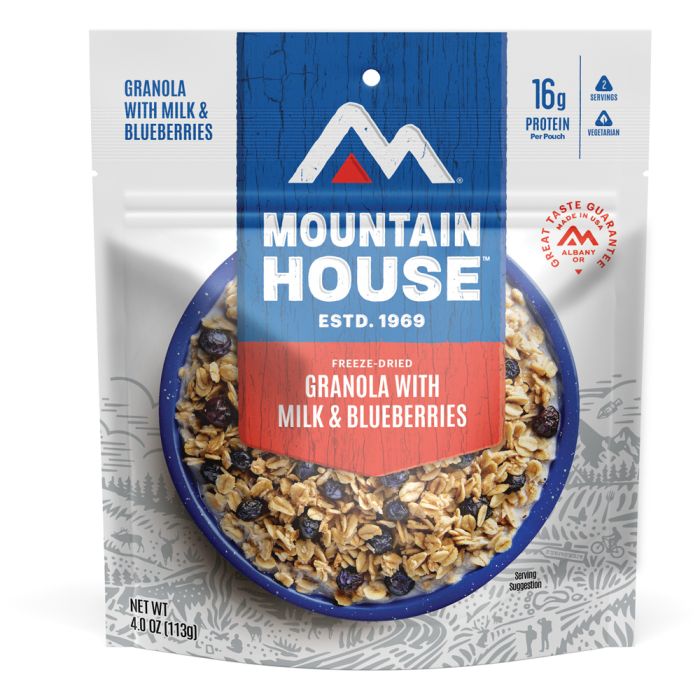 Granola With Milk and Blueberries
