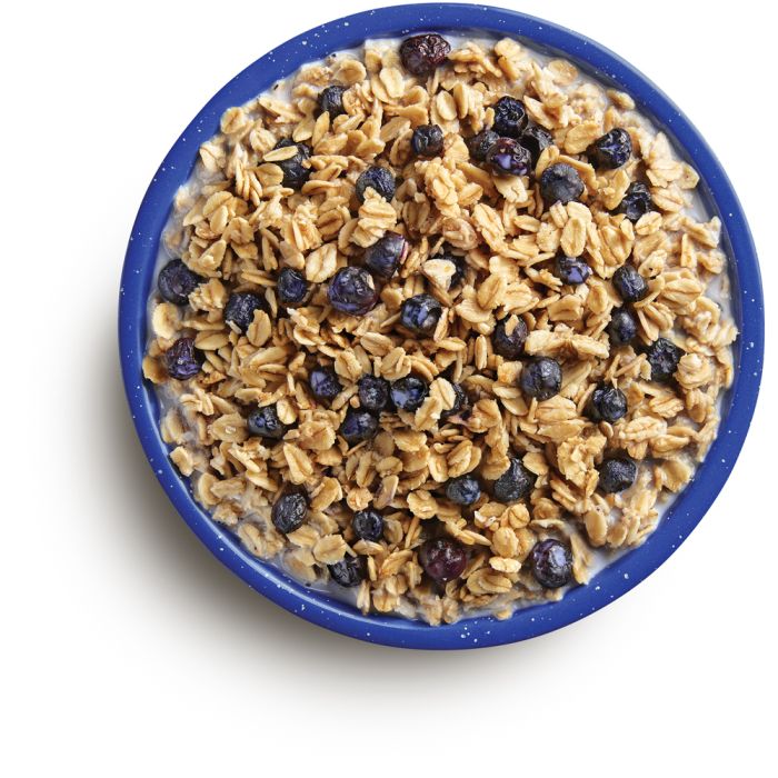 Granola With Milk and Blueberries