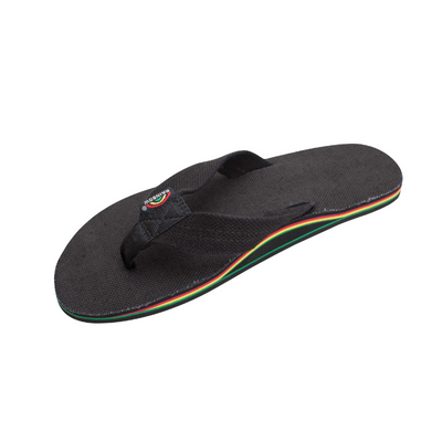 The Rastafarian - Single Layer Black Hemp with Rasta Mid Sole